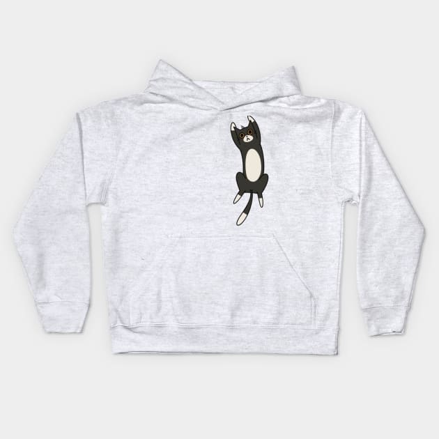 Quirky Lying Black Cat Kids Hoodie by Art by Biyan